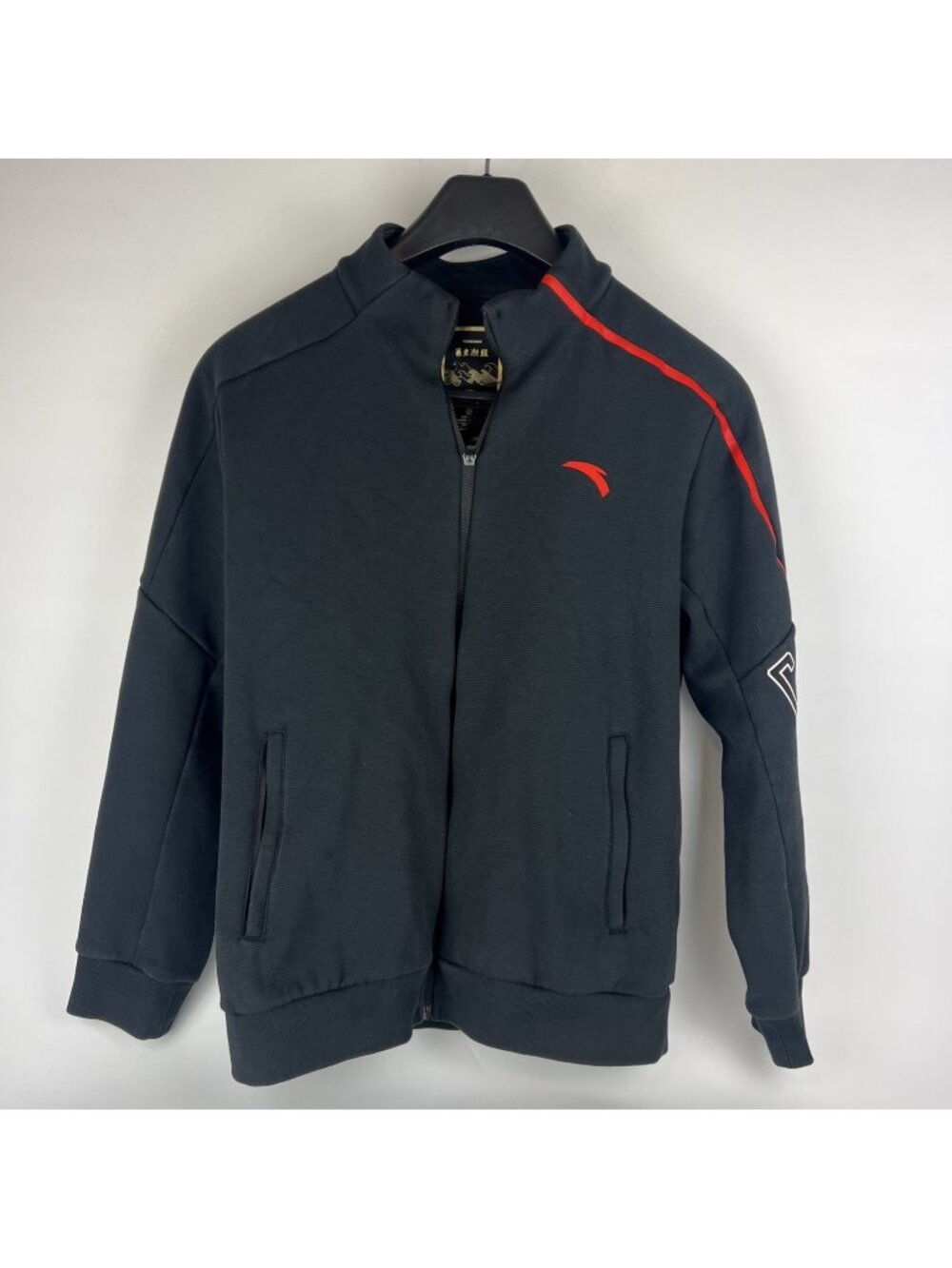 ANTA Men's XL Full Zip Track Jacket Black Athletic Zip Front